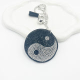 Creative korean velvet rhinestone yin yang tai chi bagua hotfix keychain - bag charm & car key accessory