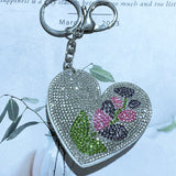 Small fresh flower heart keychain korean velvet hot diamond ultra-light forest style waist chain pants decoration casual luggage pendant