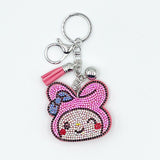Hotfix rhinestone cartoon rabbit keychain with diamond tassel bag charm - cute accessories for girls