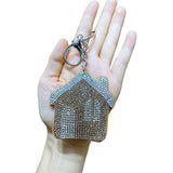 Cross-border hot-selling korean velvet diamond-encrusted house fairy tale house bag hanging keychain shiny car pendant wholesale