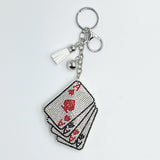 Hot diamond playing card keychain diamond tassel pendant small fragrant bag car accessories pendant