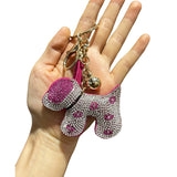 Wholesale foreign trade jewelry velvet tassel rhinestone keychain cute dog small size student backpack charm - direct from the manufacturer