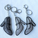 Fashionable rhinestone-embellished high heel charm keychain - korean velvet hotfix jewelry, women's bag accessory gift, cross-border e-commerce