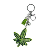 New arrival diamond-encrusted leaf keychain fashion bag pendant tassel metal creative accessories cross-border hot sale