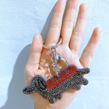 Cartoon dachshund hot diamond pendant korean velvet long body dog keychain bag accessories pet peripheral pendant