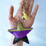 Cross-border exclusive: korean velvet star hotfix rhinestone keychain - galaxy-themed bag charm, minimalist fashion accessory