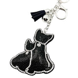 New diamond-studded little black cat keychain - trendy tassel bag charm, cross-border hot seller, creative accessory