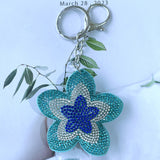 Purple gold flower fashion luggage soft pendant korean velvet hot diamond keychain flower leather full diamond key ring accessories