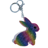 Cross-border hot selling cute diamond-encrusted bunny women's bag pendant fashion korean velvet hot diamond two-color diamond keychain