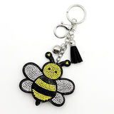 Diamond-studded bee keychain - european & american style tassel metal charm - creative bag & car accessory - cross-border hot seller
