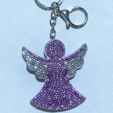 Angel wing keychain - korean velvet hotfix rhinestone charm - girly princess pant chain accessory - ultra-lightweight & durable