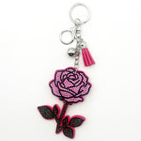 New arrival diamond-encrusted rose keychain fashion tassel bag pendant creative accessories cross-border hot sale