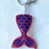 Korean velvet mermaid tail keychain - ocean-themed scale hotfix rhinestone - dreamy bag charm - new cross-border product