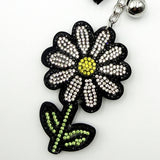 Diamond-studded daisy keychain - european & american style tassel metal charm - bag accessory - cross-border tk hot seller