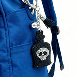 New skull keychain with rhinestone embellishments - trendy bag charm, cross-border hot seller, tassel metal keychain