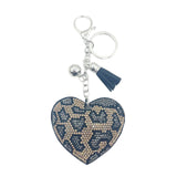 Cross-border creative heart leopard print rhinestone keychain pendant fashion mobile phone case pendant bag pendant factory direct sale
