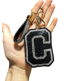Letter bag hanging korean velvet inlaid diamond ultra-light shiny english letter keychain school bag accessories car pendant wholesale