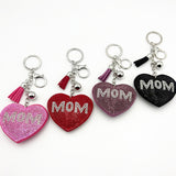 Diamond-studded heart keychain - mother's day gift - tassel metal charm - bag accessory - cross-border hot seller