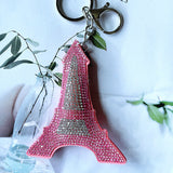 Cross-border hot-selling korean velvet diamond-encrusted eiffel tower keychain bag hanging fashion hot diamond luggage pendant