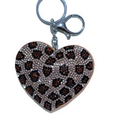 Diamond-shaped leopard print heart keychain korean velvet hot diamond pants chain waist decoration wild sweet cool style bag pendant