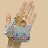 Creative cartoon cat tiger animal cat series cross-border hot-selling korean velvet hotfix rhinestone bag accessories tassel charm