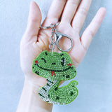 Snake s-shaped hot diamond keychain korean velvet diamond-encrusted zodiac pendant stylish mysterious animal luggage accessories