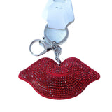 Cross-border hot selling sexy red lips diamond-encrusted women's bag pendant fashion korean velvet hot diamond two-color diamond keychain
