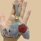2025 new creative anime unicorn elephant keychain korean velvet rhinestone animal keyring bag charm