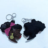 Trending black girl keychain - korean velvet hotfix rhinestone european & american style portrait - unique bag & luggage accessory