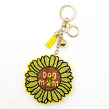 Diamond-studded sunflower keychain - european & american style tassel metal charm - bag accessory creative gift