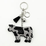 Diamond-studded cow keychain - european & american style tassel metal charm - bag accessory - cross-border hot seller