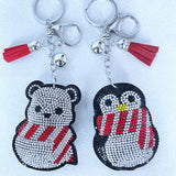 Korean velvet hotfix panda penguin keychain animal schoolbag charm cute cartoon bag accessories cross-border