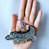 Animal keychain crocodile alligator korean velvet diamond bag pendant cute pet leather hot diamond car key hanger