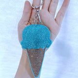 Ice cream keychain korean velvet cone hot diamond luggage accessories summer cool style bag chain pendant
