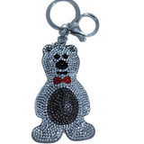 Cross-border hot selling cute tie knot bear korean velvet hot diamond keychain accessories children's fun luggage accessories wholesale
