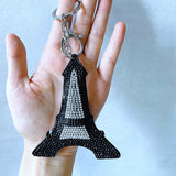 Cross-border hot-selling korean velvet diamond-encrusted eiffel tower keychain bag hanging fashion hot diamond luggage pendant