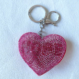 Factory direct wholesale creative heart hope bag charm keychain korean velvet hotfix rhinestone keyring fashion bag accessories
