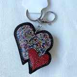 Cross-border hot-selling korean velvet diamond-encrusted heart and star bag charm, double heart sparkling car pendant wholesale