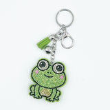 New arrival diamond-encrusted frog keychain cute cartoon bag pendant tassel metal creative accessories cross-border hot sale