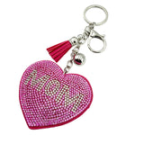 Diamond-studded heart keychain - mother's day gift - tassel metal charm - bag accessory - cross-border hot seller