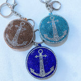 Fashion hot diamond keychain sailboat anchor luggage pendant business bag flight travel anchor anti-lost key chain