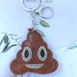 Cross-border in stock childlike shit keychain korean velvet hot diamond bag decoration funny creative key accessories