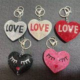 Korean velvet hot diamond heart key pendant heartbeat signal peach heart bag pendant car key chain decorative accessories