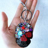 Halloween korean velvet skull keychain - punk style bag charm - trendy & unique accessories