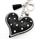 Diamond-studded heart keychain - european & american style tassel metal charm - bag accessory - cross-border hot seller
