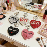 Korean velvet hot diamond heart key pendant heartbeat signal peach heart bag pendant car key chain decorative accessories