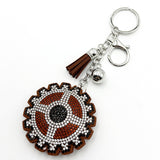 Diamond-studded gear keychain - european & american style tassel metal charm - bag accessory - cross-border hot seller