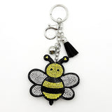 Diamond-studded bee keychain - european & american style tassel metal charm - creative bag & car accessory - cross-border hot seller