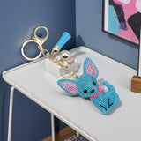 Cross-border popular cartoon animal chihuahua korean velvet hot diamond cat keychain super sparkling rhinestone bag trailer hanging