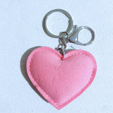 Pink heart bow rhinestone keychain - korean velvet ultra-light & durable charm - women's bag & wallet accessory